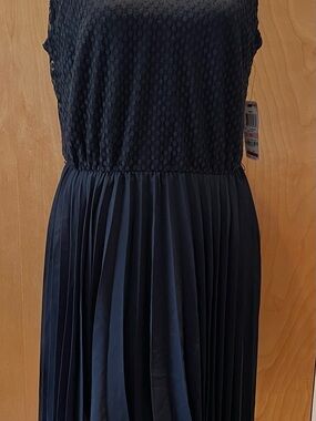Pleated Black Midi Dress